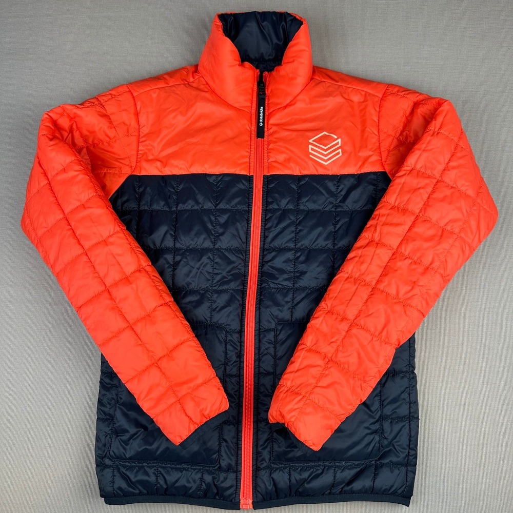 Databricks Reversible Puffer Jacket Mens Navy Blue Orange Insulated Full Zip L - Picture 7 of 12